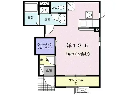 オルタ フルール(ワンルーム/1階)の間取り写真