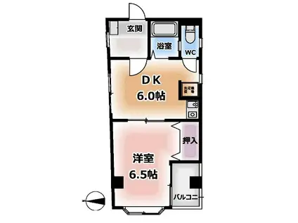 カサデナカノ(1DK/2階)の間取り写真