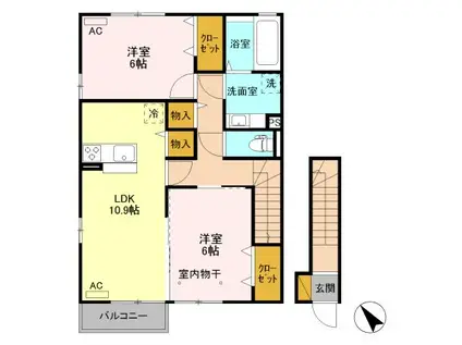 パークサイド21 F棟(2LDK/2階)の間取り写真