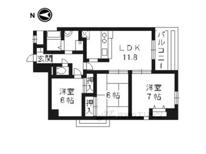 カレラ・デ・オエステ(3LDK/6階)の間取り写真