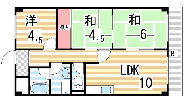 ソレアード東鴻池(3LDK/2階)の間取り写真