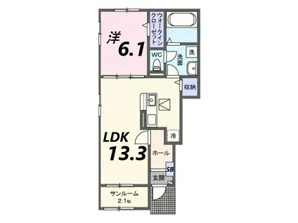 メゾン ド グレースイースト1(1LDK/1階)の間取り写真
