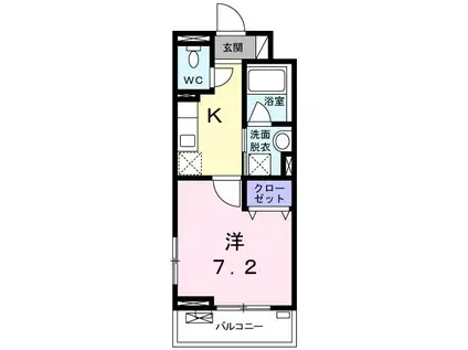 プラシード(1K/2階)の間取り写真
