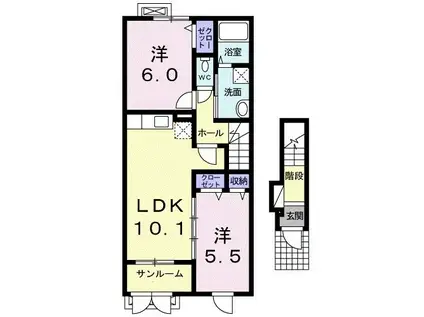 ぽこあぽこB(2LDK/2階)の間取り写真