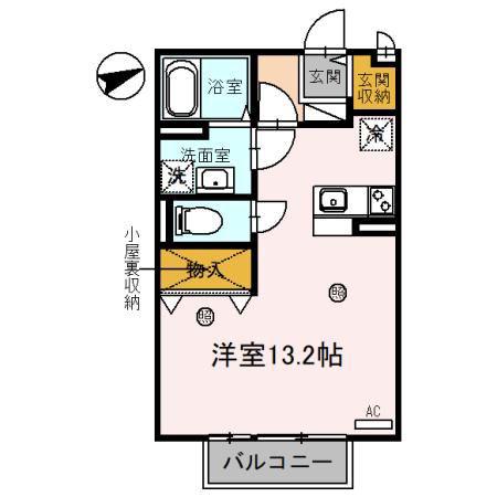 サンセジュール山水(ワンルーム/2階)の間取り写真