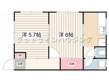 黒川大開マンション(2K/2階)の間取り写真