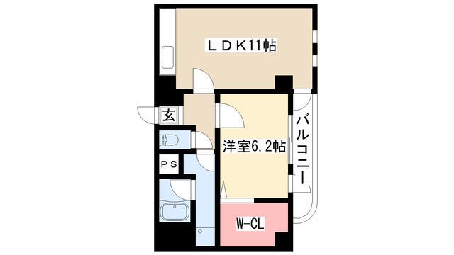 藤陽ビル(1LDK/3階)の間取り写真