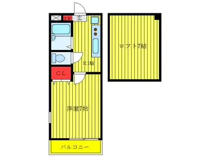 グリーンパレス(1K/2階)の間取り写真