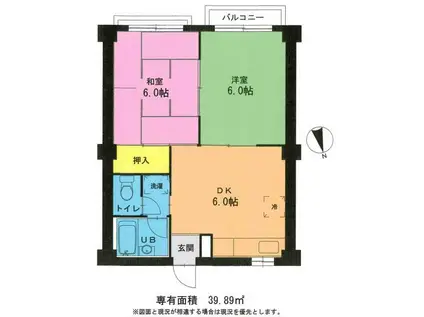 ジョイント・ファミーユB(2DK/3階)の間取り写真