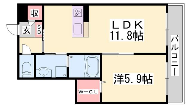 アスカプレミアム(1LDK/1階)の間取り写真
