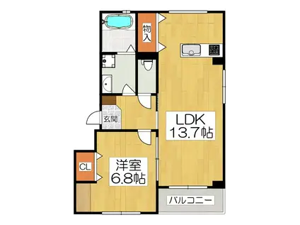 プレミール京都(1LDK/1階)の間取り写真