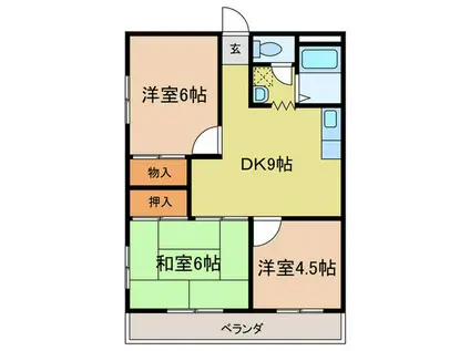 シャトルハイツ(3DK/1階)の間取り写真
