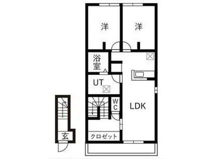 CASAXLABO東野幌(2LDK/2階)の間取り写真