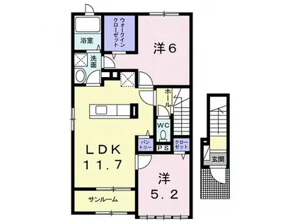 モダニスタ A(2LDK/2階)の間取り写真