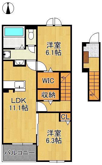 プリマベーラ(2LDK/2階)の間取り写真