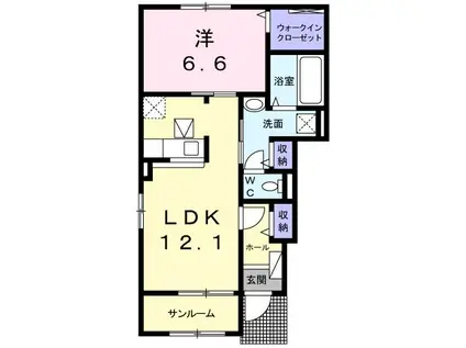 ヒーロー I(1LDK/1階)の間取り写真