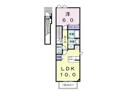 ジュネスB(1LDK/2階)の間取り写真