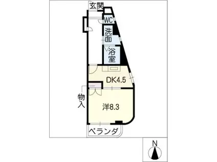 サンステイツ(1DK/2階)の間取り写真