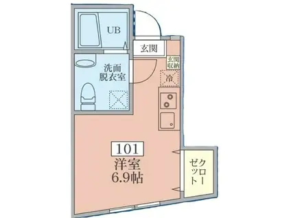 フェンテ本郷台(ワンルーム/1階)の間取り写真