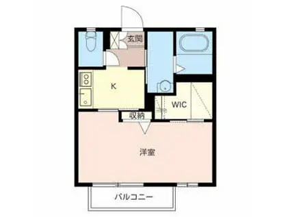 グリーンロード上中(1K/1階)の間取り写真