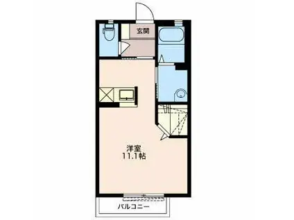 コートヤード(ワンルーム/1階)の間取り写真