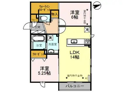LE CALME(2LDK/3階)の間取り写真