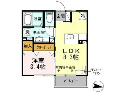 アヴェニール白銀A(1LDK/2階)の間取り写真