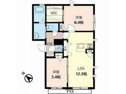 ファインレジデンス荒河(2LDK/1階)の間取り写真