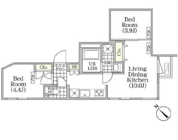 BRICK RESIDENCE 目黒本町(2LDK/4階)の間取り写真