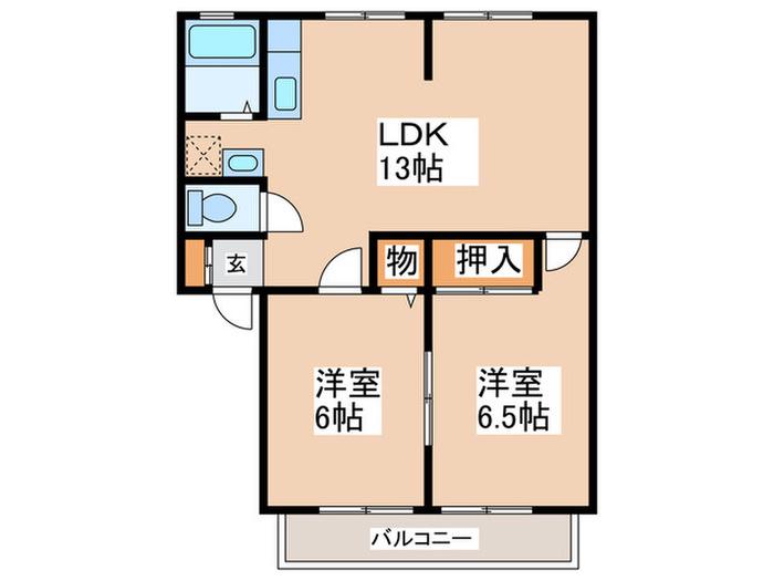 ラ・ジオン瑞穂(2LDK/2階)の間取り写真