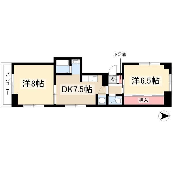 メゾンアコール(2DK/4階)の間取り写真