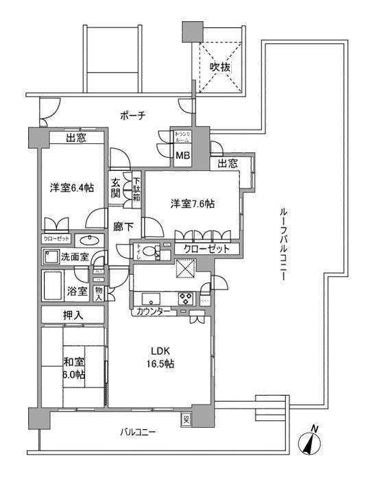 ジオ千里桃山台5番館棟(3LDK/6階)の間取り写真