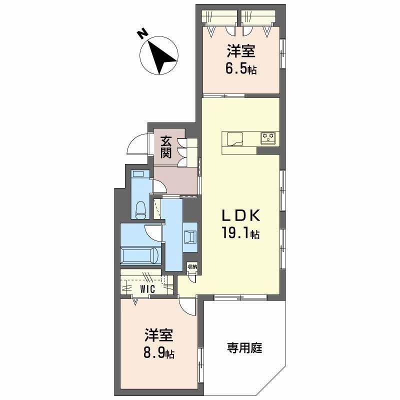 グランゲート滝川(2LDK/1階)の間取り写真