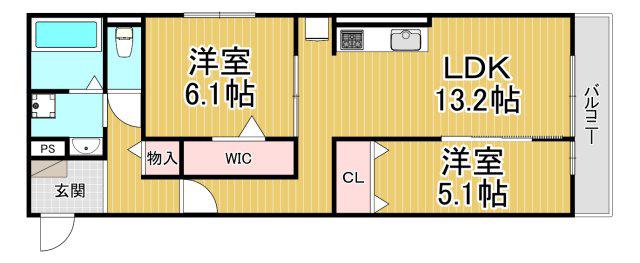コンフィエ鳴尾(2LDK/3階)の間取り写真
