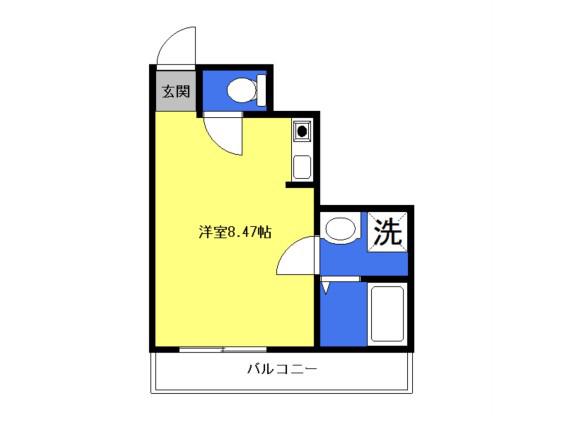 グランディール(1K/1階)の間取り写真