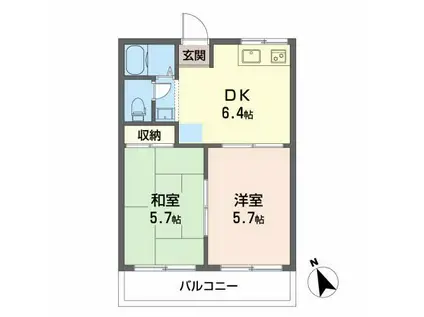 アネックス鈴木II(2DK/2階)の間取り写真