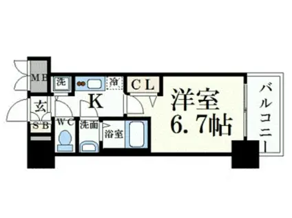 プレサンス名古屋STATIONルミアス(1K/2階)の間取り写真