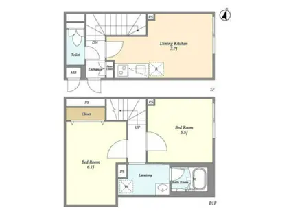 リーガランド笹塚(1DK/1階)の間取り写真