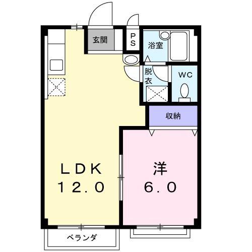 グリーンあらいB(1LDK/2階)の間取り写真