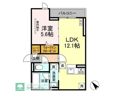 D PAINA 登戸II(1LDK/2階)の間取り写真