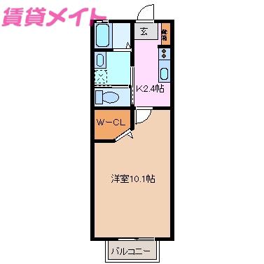 トップ グランデ(1K/1階)の間取り写真