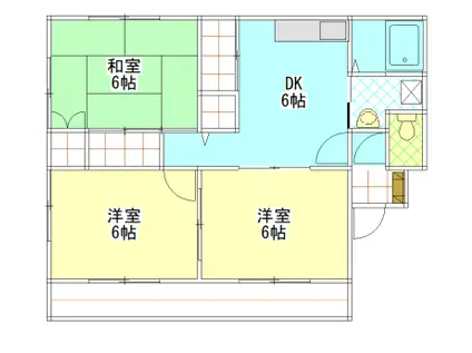 ディアズ山手A棟(3DK/1階)の間取り写真