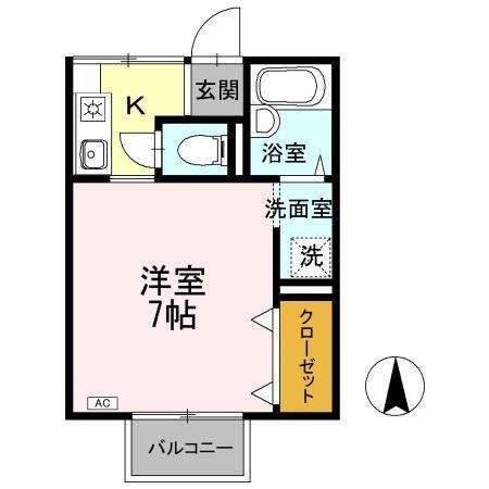 ルミエール・シンコウ(1K/2階)の間取り写真