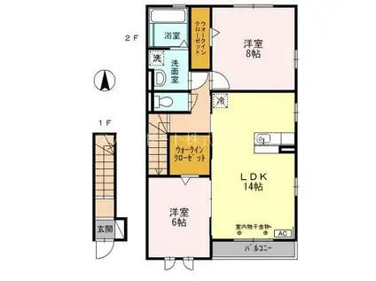 LEONIDS B(2LDK/2階)の間取り写真