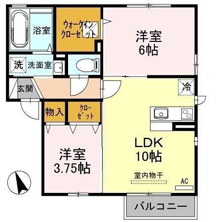 リバレインI(2LDK/1階)の間取り写真
