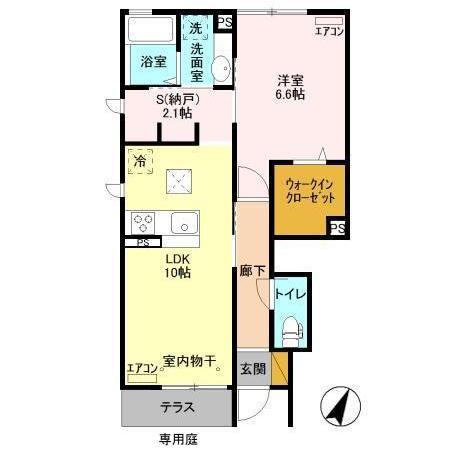 ミラリオ(1LDK/1階)の間取り写真