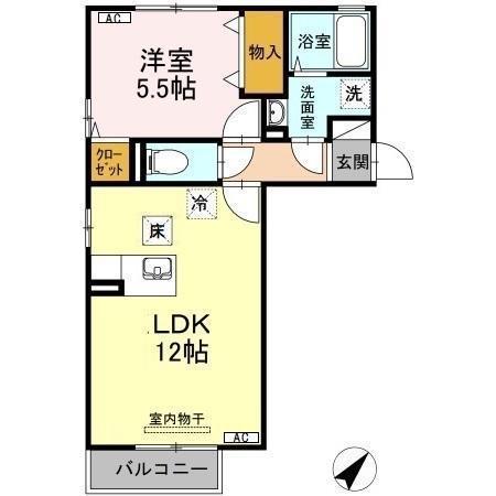 プライムプレサージ(1LDK/1階)の間取り写真