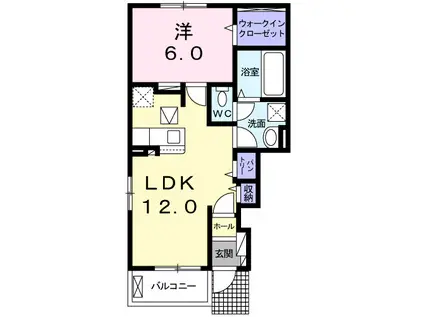 ピュアウィンド A(1LDK/1階)の間取り写真