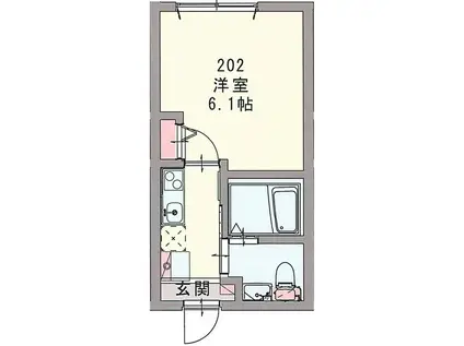 レジディス横浜南(1K/2階)の間取り写真