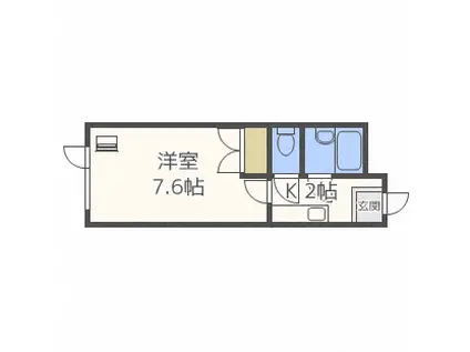 シャトーグランデ(1K/3階)の間取り写真